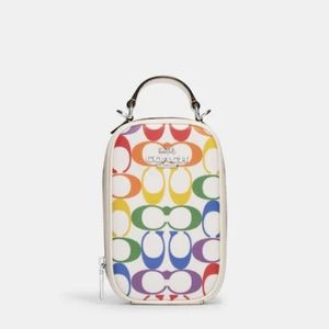 Coach Eva Phone Crossbody In Rainbow Signature Canvas